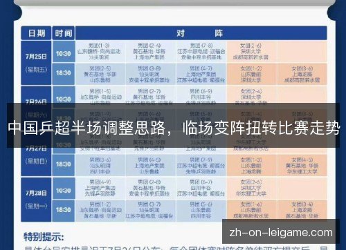 中国乒超半场调整思路,临场变阵扭转比赛走势 中国乒超半场调整思路,临场变阵扭转比赛走势